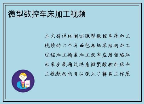 微型数控车床加工视频